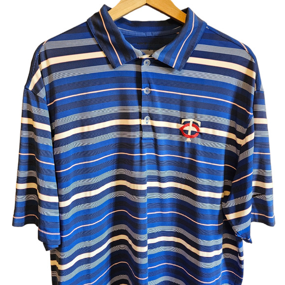 Nike Golf Minnesota Twins Baseball Men's Stripe Blue Polo Shirt Size XLarge - Picture 3 of 7